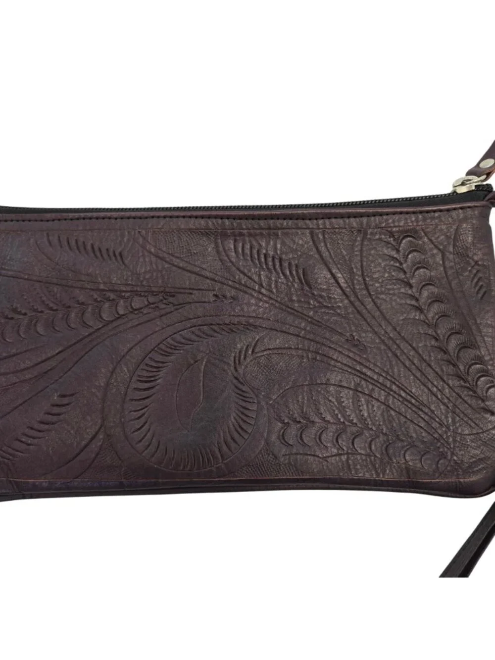 JL Saldivar Leather Embossed Clutch Wristlet Purse